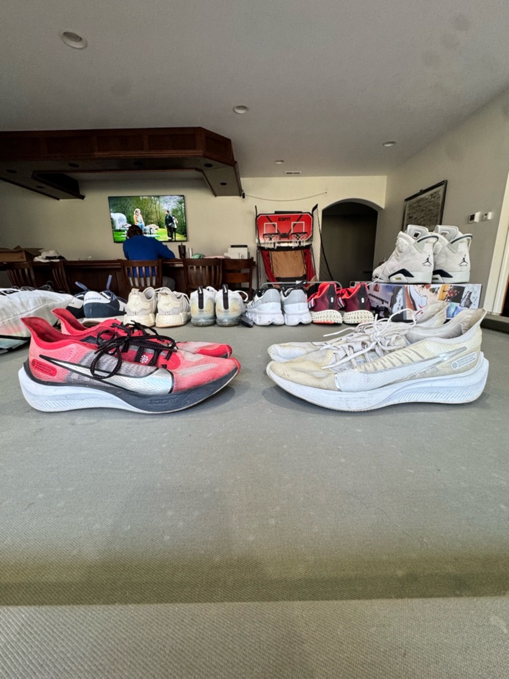 Nike Men's Running Shoes - Red/Black and White/Cream Pair